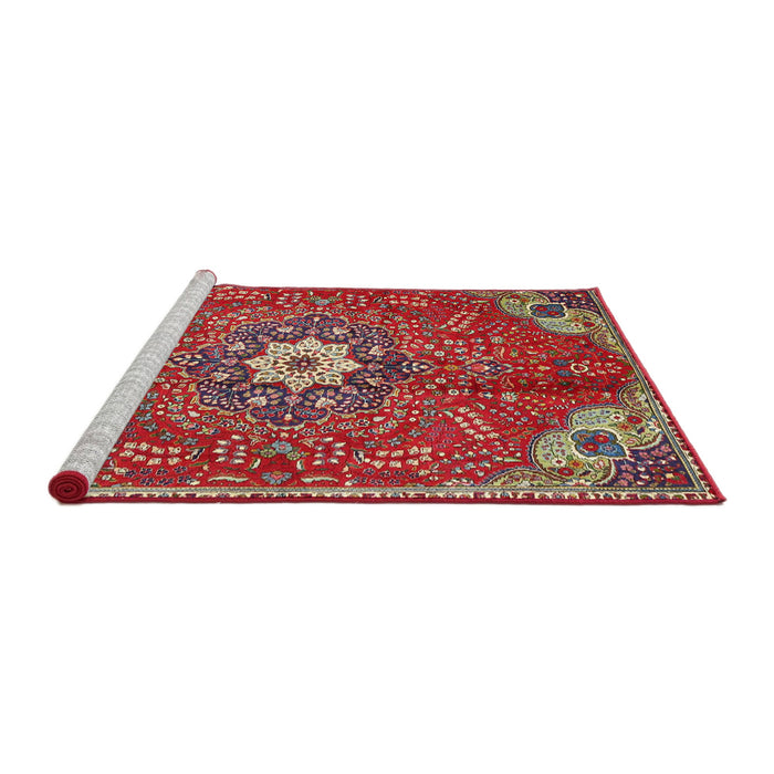 Sideview of Machine Washable Traditional Red Rug, wshtr4441
