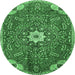 Round Persian Emerald Green Traditional Rug, tr4441emgrn