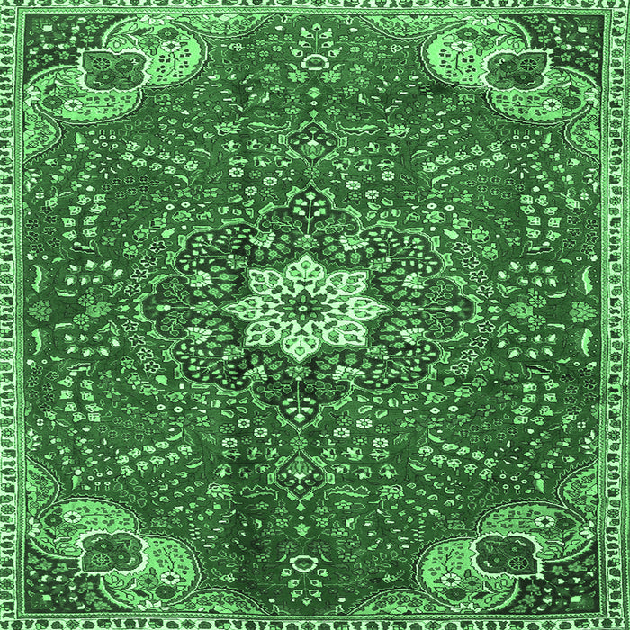 Square Persian Emerald Green Traditional Rug, tr4441emgrn