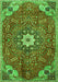 Serging Thickness of Machine Washable Persian Green Traditional Area Rugs, wshtr4441grn