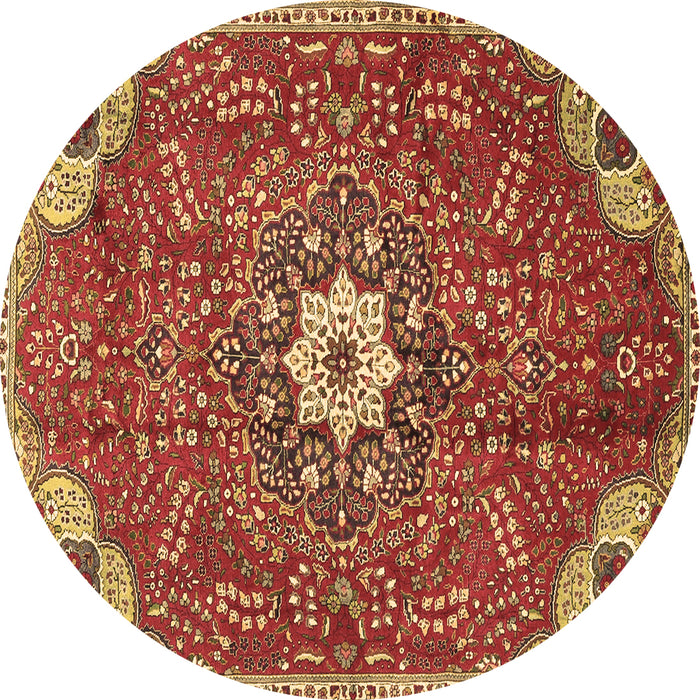 Round Persian Brown Traditional Rug, tr4441brn