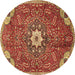 Round Persian Brown Traditional Rug, tr4441brn