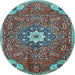 Round Persian Light Blue Traditional Rug, tr4441lblu