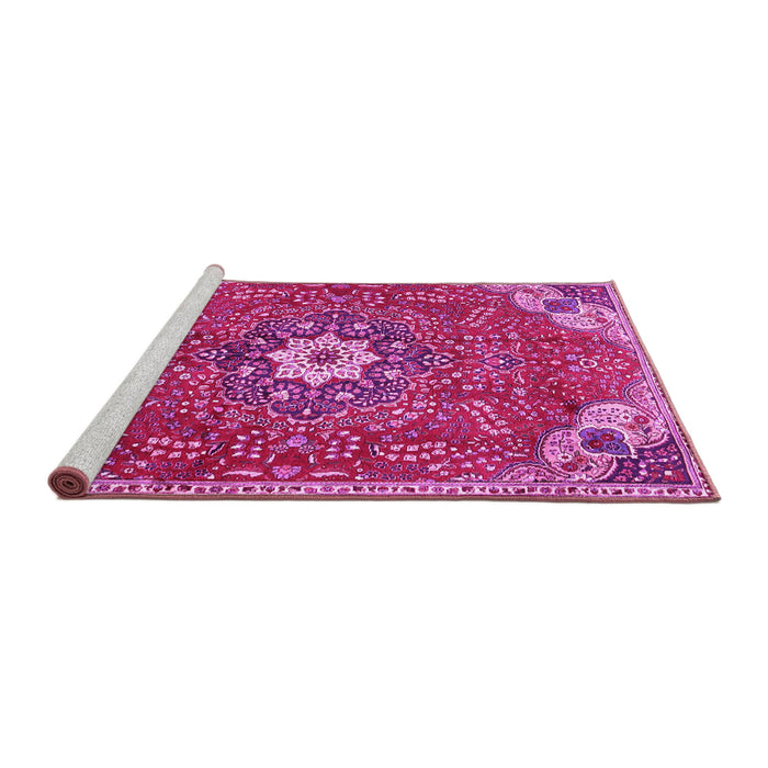 Sideview of Machine Washable Persian Pink Traditional Rug, wshtr4441pnk