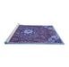 Sideview of Machine Washable Persian Blue Traditional Rug, wshtr4441blu