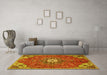 Machine Washable Persian Yellow Traditional Rug in a Living Room, wshtr4441yw