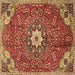 Square Machine Washable Persian Brown Traditional Rug, wshtr4441brn