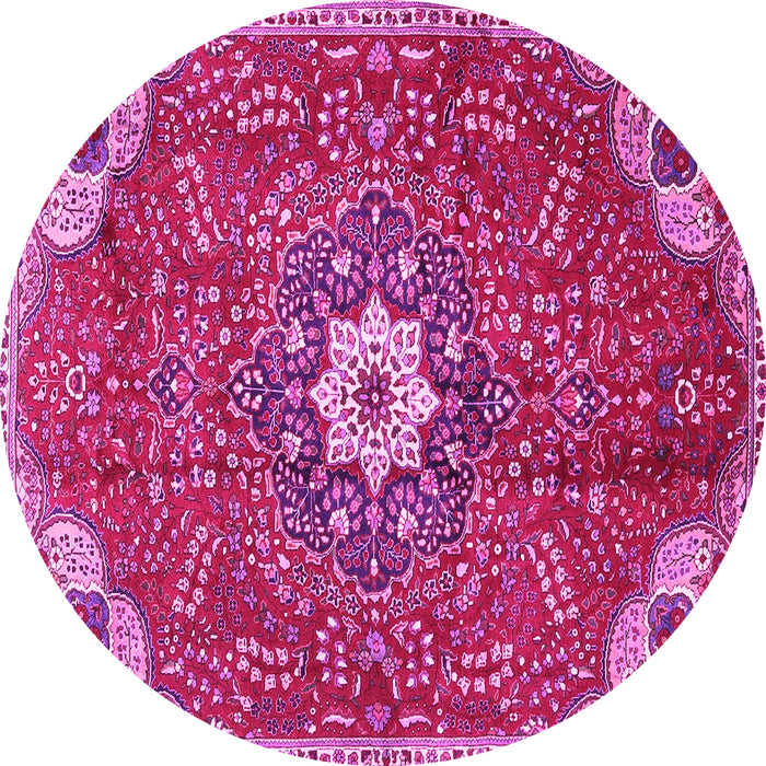 Round Machine Washable Persian Pink Traditional Rug, wshtr4441pnk