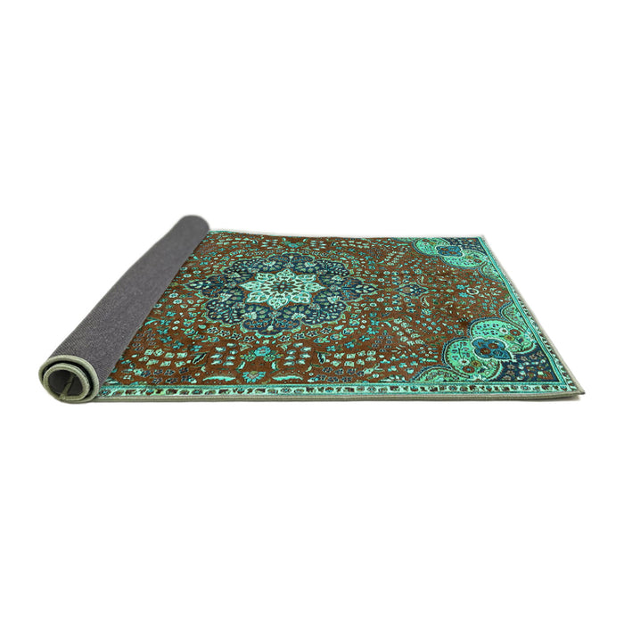 Sideview of Persian Turquoise Traditional Rug, tr4441turq