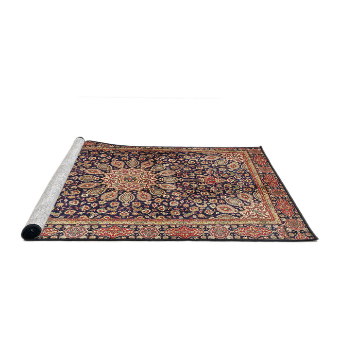 Sideview of Machine Washable Traditional Light Copper Gold Rug, wshtr4442