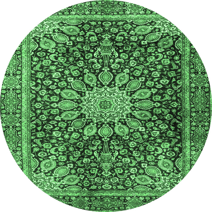 Round Persian Emerald Green Traditional Rug, tr4442emgrn