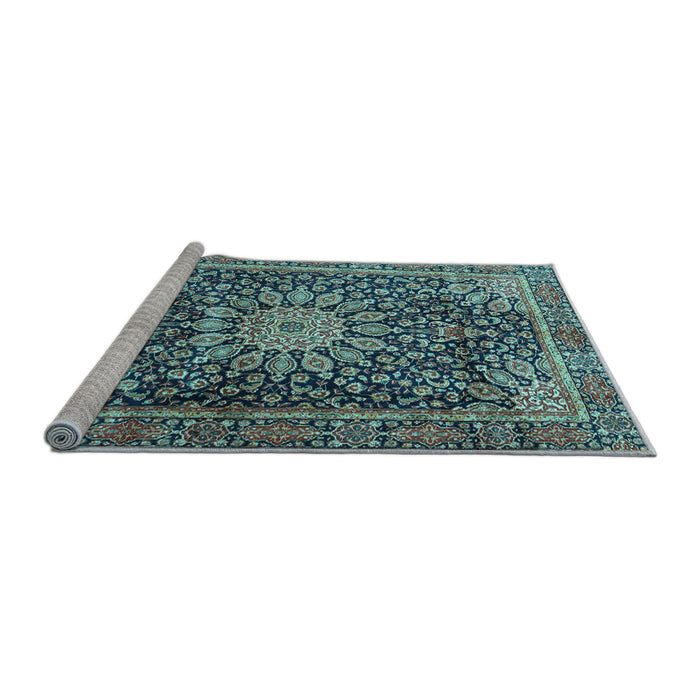 Sideview of Machine Washable Persian Light Blue Traditional Rug, wshtr4442lblu