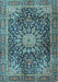 Machine Washable Persian Light Blue Traditional Rug, wshtr4442lblu