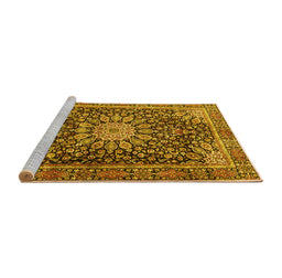 Sideview of Machine Washable Persian Yellow Traditional Rug, wshtr4442yw