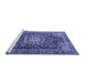 Sideview of Machine Washable Persian Blue Traditional Rug, wshtr4442blu