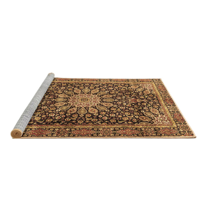 Sideview of Machine Washable Persian Brown Traditional Rug, wshtr4442brn