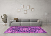 Machine Washable Persian Purple Traditional Rug, wshtr4442pur