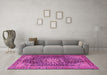 Machine Washable Persian Pink Traditional Rug in a Living Room, wshtr4442pnk