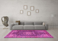 Machine Washable Persian Pink Traditional Rug, wshtr4442pnk