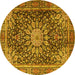 Round Persian Yellow Traditional Rug, tr4442yw