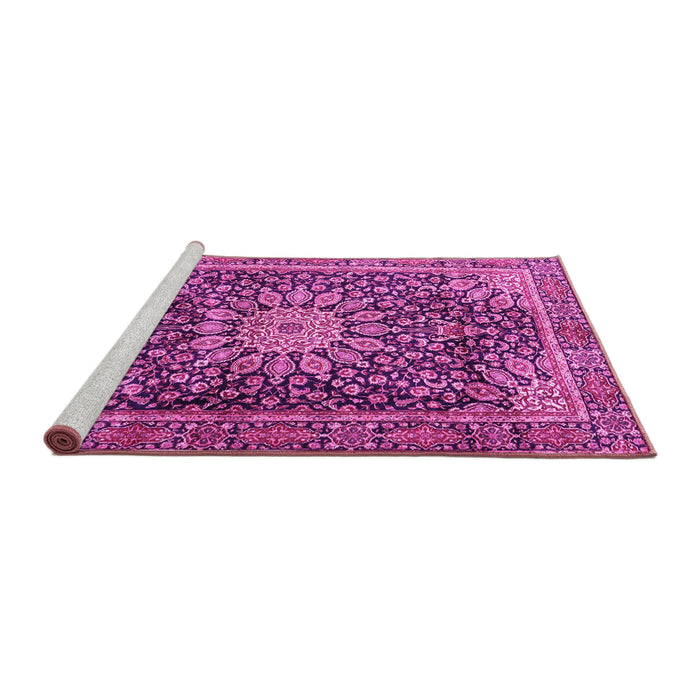 Sideview of Machine Washable Persian Pink Traditional Rug, wshtr4442pnk