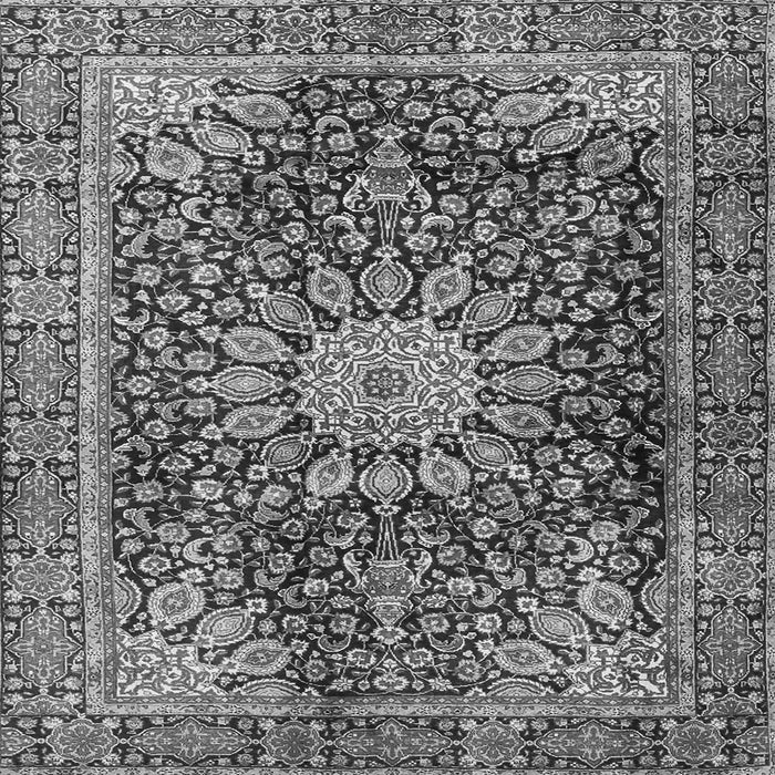 Round Machine Washable Persian Gray Traditional Rug, wshtr4442gry