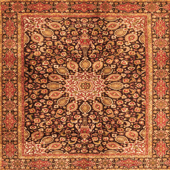 Round Machine Washable Persian Orange Traditional Area Rugs, wshtr4442org