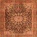 Round Machine Washable Persian Orange Traditional Area Rugs, wshtr4442org