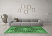 Machine Washable Persian Emerald Green Traditional Area Rugs in a Living Room,, wshtr4442emgrn