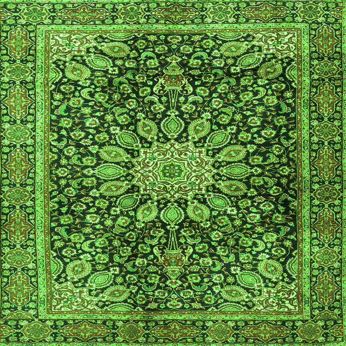 Round Machine Washable Persian Green Traditional Area Rugs, wshtr4442grn