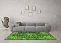 Machine Washable Persian Green Traditional Rug, wshtr4442grn