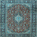 Square Medallion Light Blue Traditional Rug, tr4443lblu