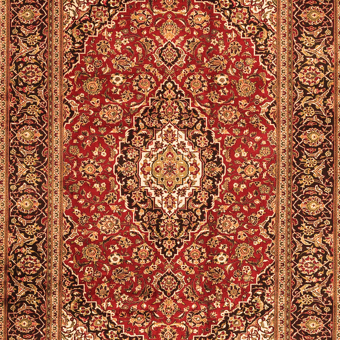 Serging Thickness of Machine Washable Medallion Orange Traditional Area Rugs, wshtr4443org