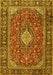 Machine Washable Medallion Yellow Traditional Rug, wshtr4443yw