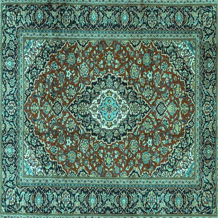 Square Medallion Turquoise Traditional Rug, tr4443turq