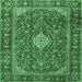 Square Machine Washable Medallion Emerald Green Traditional Area Rugs, wshtr4443emgrn