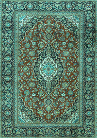 Medallion Turquoise Traditional Rug, tr4443turq