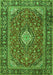 Serging Thickness of Machine Washable Medallion Green Traditional Area Rugs, wshtr4443grn