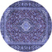 Round Medallion Blue Traditional Rug, tr4443blu