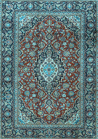 Medallion Light Blue Traditional Rug, tr4443lblu