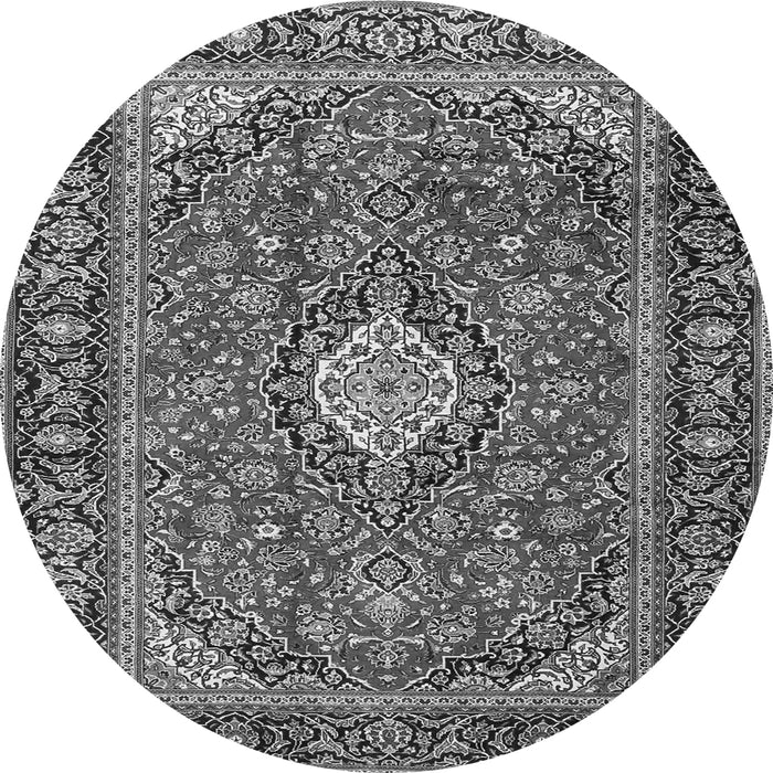 Machine Washable Medallion Gray Traditional Rug, wshtr4443gry