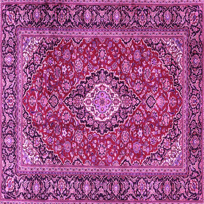 Square Machine Washable Medallion Pink Traditional Rug, wshtr4443pnk