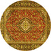 Round Medallion Yellow Traditional Rug, tr4443yw