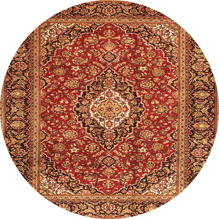 Machine Washable Medallion Orange Traditional Area Rugs, wshtr4443org