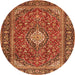 Machine Washable Medallion Orange Traditional Area Rugs, wshtr4443org