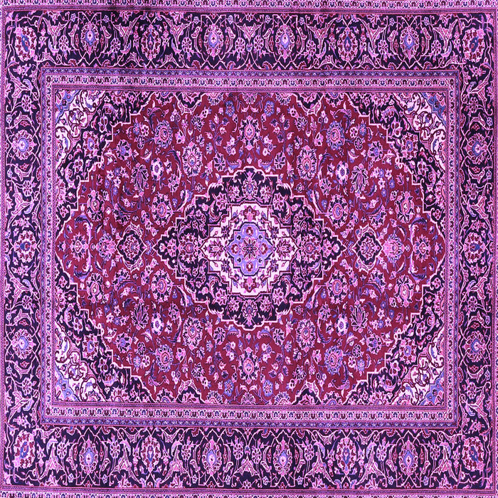 Square Machine Washable Medallion Purple Traditional Area Rugs, wshtr4443pur