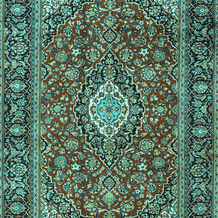 Machine Washable Medallion Turquoise Traditional Area Rugs, wshtr4443turq