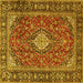 Square Medallion Yellow Traditional Rug, tr4443yw