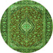 Square Medallion Green Traditional Rug, tr4443grn