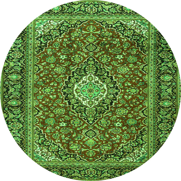 Machine Washable Medallion Green Traditional Area Rugs, wshtr4443grn